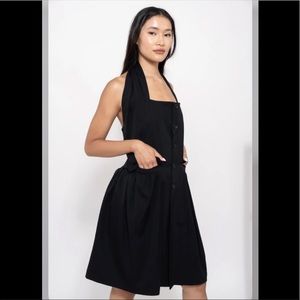 Comme Des Garcons Cotton Black Halter-Neck Dress